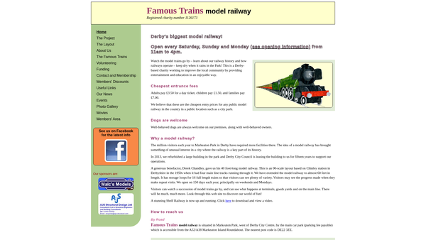 Screenshot of the Famous Trains Model Railway website