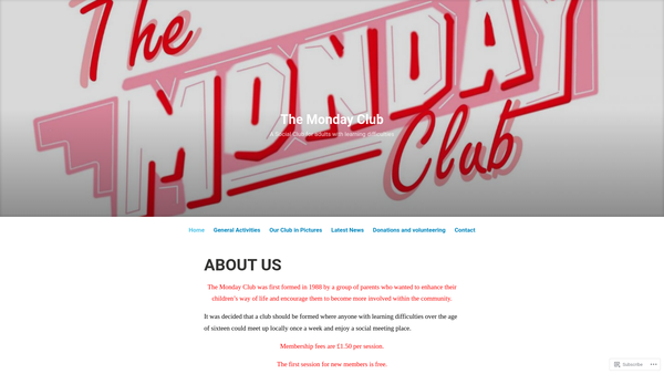Screenshot of the The Monday Club Leicestershire Limited website