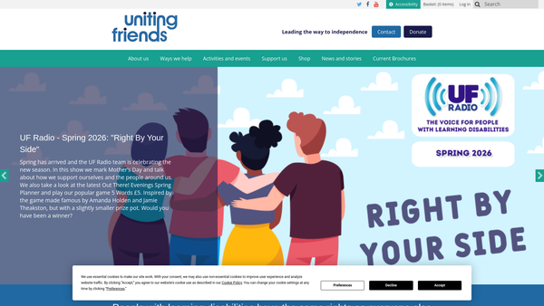Screenshot of the Uniting Friends Ltd website
