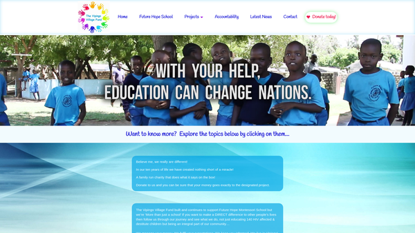 Screenshot of the The Vipingo Village Fund website