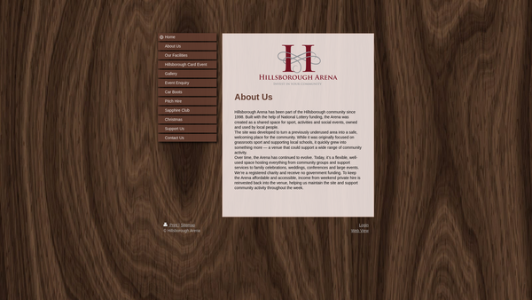 Screenshot of the Hillsborough Arena Sports Association website