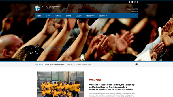 Screenshot of the Christ Ambassadors Ministries website