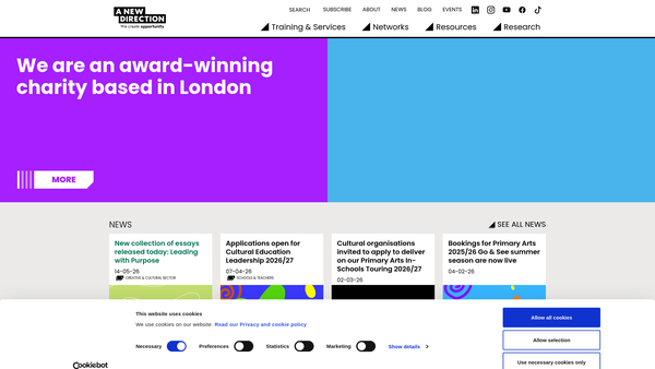 Screenshot of the A New Direction London Limited website