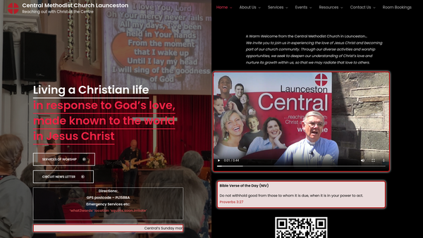Screenshot of the Launceston Central Methodist Church website