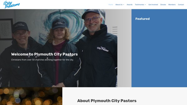Screenshot of the Plymouth City Pastors website