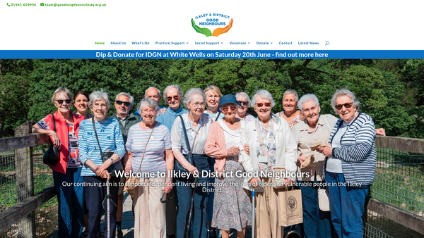 Screenshot of the Ilkley And District Good Neighbours website