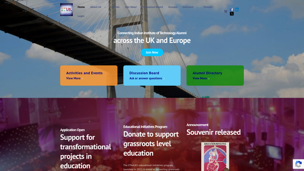 Screenshot of the Indian Institute Of Technology - Alumni Association UK website