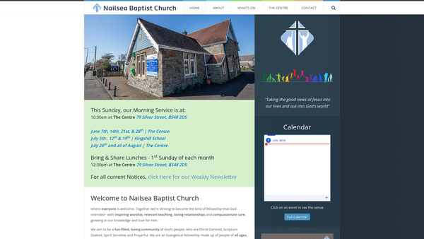 Screenshot of the Nailsea Baptist Church website