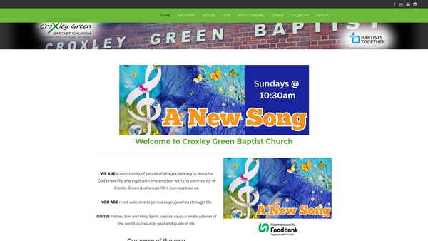 Screenshot of the Croxley Green Baptist Church website