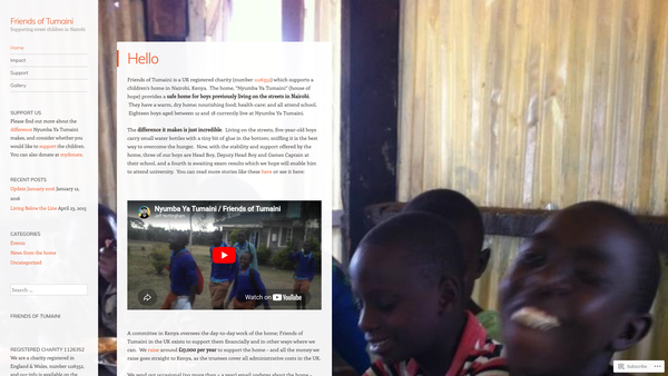 Screenshot of the Friends Of Tumaini Company Limited website