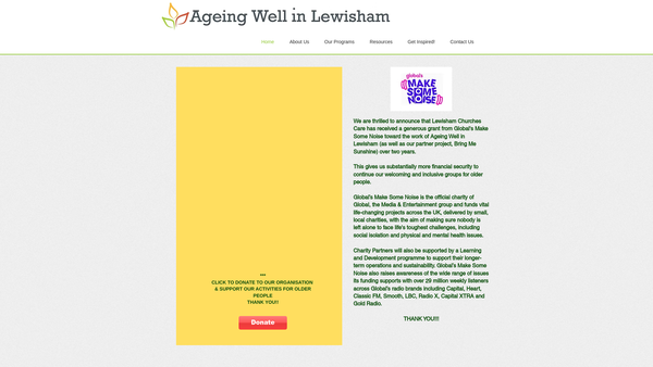 Screenshot of the Lewisham Churches Care website