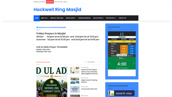 Screenshot of the Luton Islamic Community Forum website