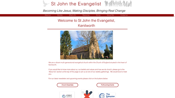 Screenshot of the The Parochial Church Council Of The Ecclesiastical Parish Of St. John The Evangelist, Kenilworth website