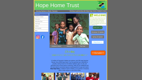 Screenshot of the Hope Home Trust website