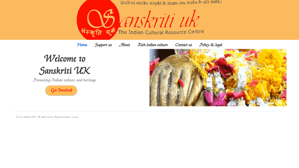 Screenshot of the Sanskriti UK website