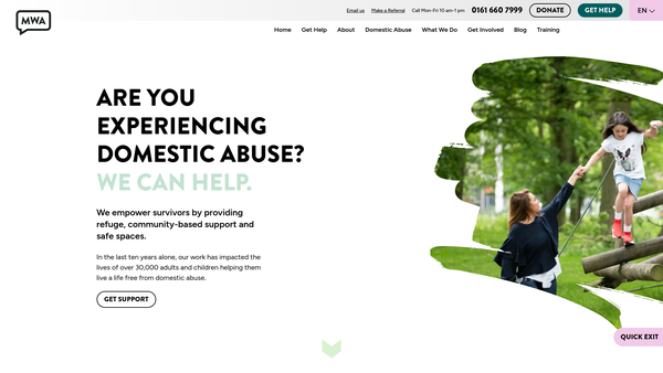 Screenshot of the The Pankhurst Trust (Incorporating Manchester Women's Aid) website