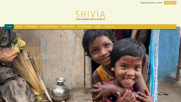 Screenshot of the Shivia website