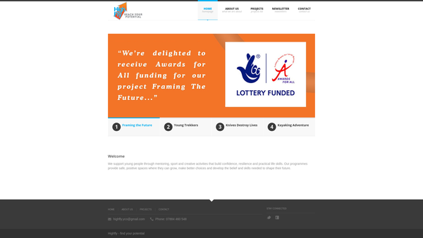 Screenshot of the Highfly website