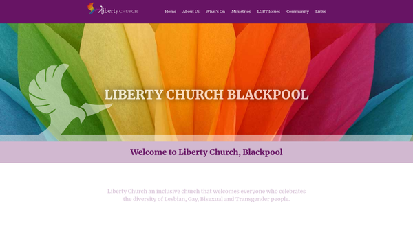 Screenshot of the Liberty Church Blackpool website