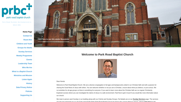 Screenshot of the Park Road Baptist Church, Rushden website
