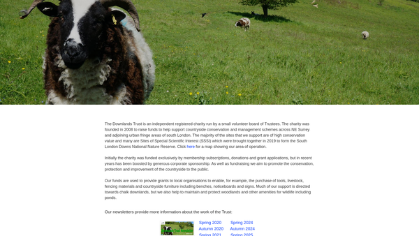 Screenshot of the Downlands Trust website