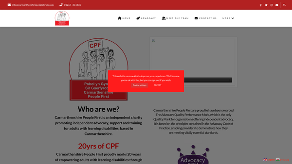 Screenshot of the Carmarthenshire People First website