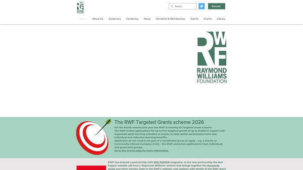 Screenshot of the Raymond Williams Memorial Foundation website