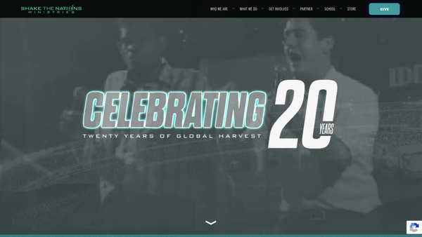 Screenshot of the Shake The Nations Ministries website