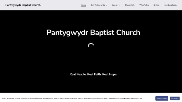 Screenshot of the Pantygwydr Baptist Church Swansea website