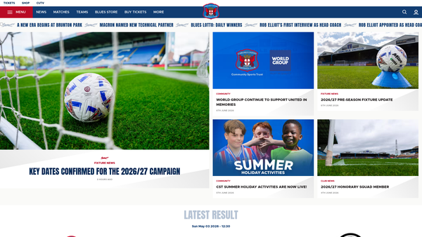 Screenshot of the Carlisle United FC Community Sports Trust website