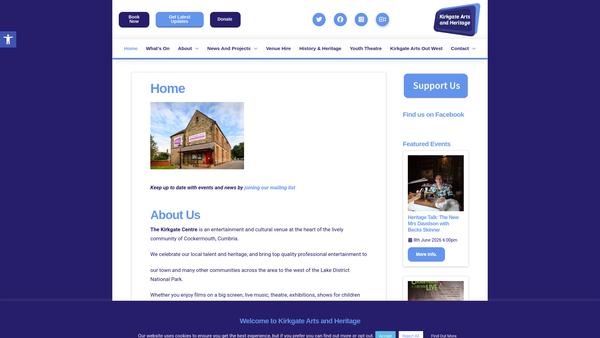Screenshot of the Kirkgate Arts website