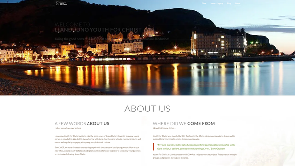 Screenshot of the Llandudno Youth For Christ website