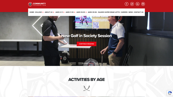 Screenshot of the Sheffield United Community Foundation website
