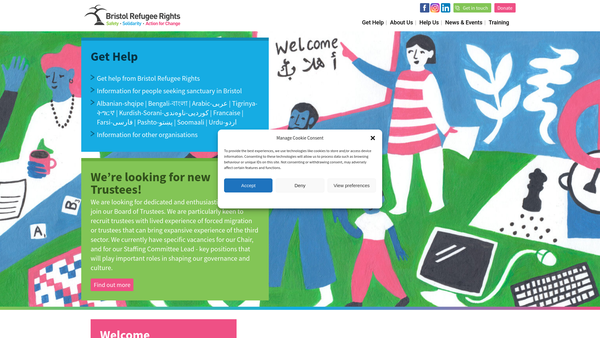 Screenshot of the Bristol Refugee Rights website