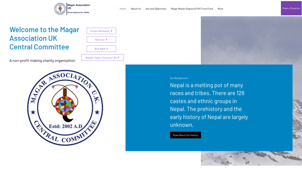 Screenshot of the Magar Association website
