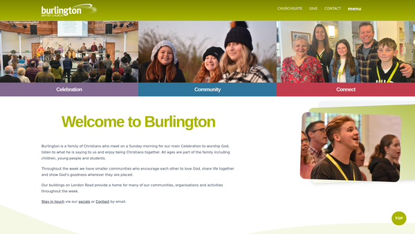 Screenshot of the Burlington Baptist Church, Ipswich, Suffolk website