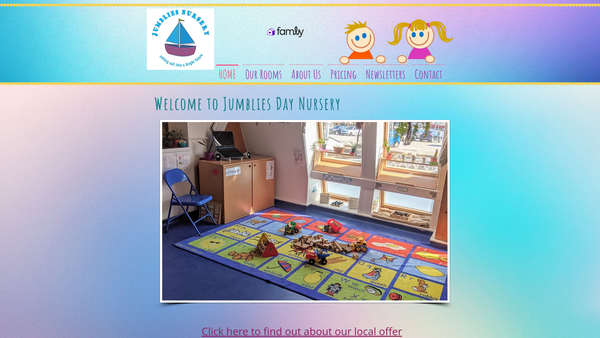 Screenshot of the Jumblies Day Nursery website