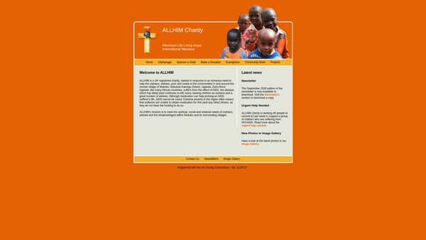 Screenshot of the Abundant Life Living Hope International Missions website