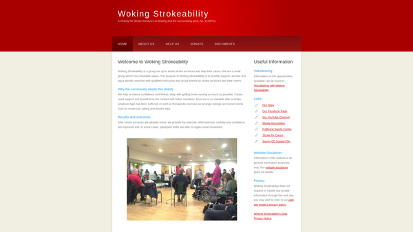 Screenshot of the Woking Strokeability website