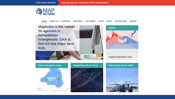 Screenshot of the Mapaction website