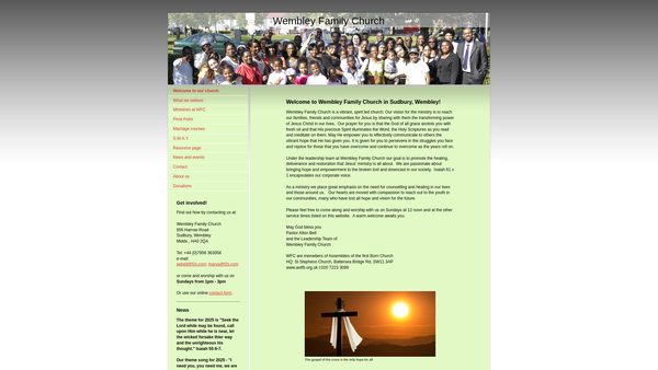 Screenshot of the Wembley Family Church website