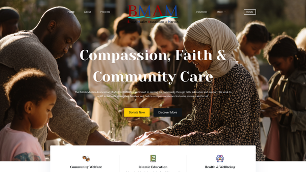 Screenshot of the British Muslim Association Of Merton website