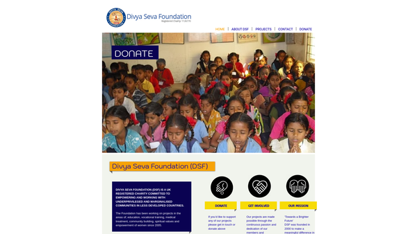 Screenshot of the Divya Seva Foundation website