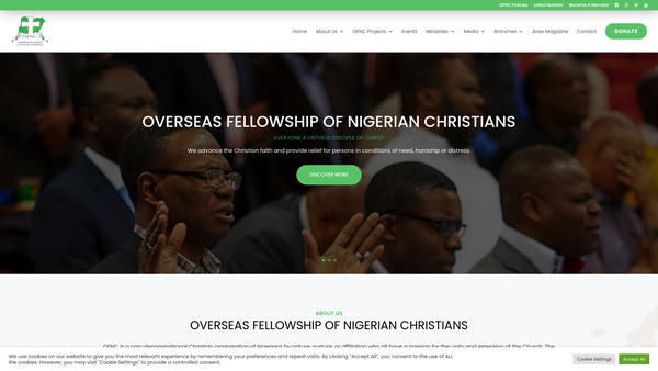 Screenshot of the Overseas Fellowship Of Nigerian Christians website