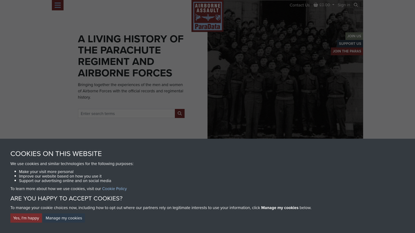 Screenshot of the Airborne Assault Limited website