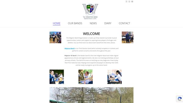 Screenshot of the The Wigston Band website