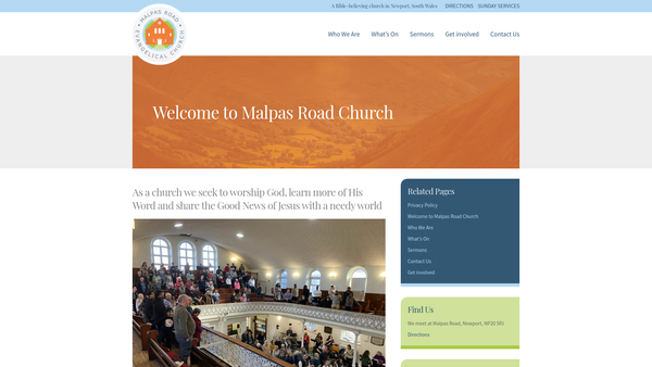 Screenshot of the Malpas Road Evangelical Church website