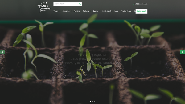 Screenshot of the South West Gospel Partnership website