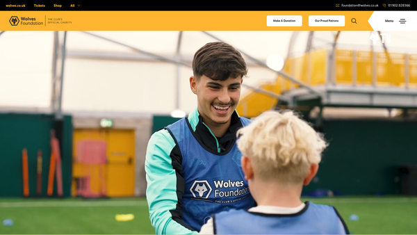 Screenshot of the Wolverhampton Wanderers Foundation website