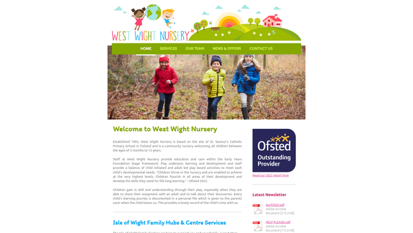 Screenshot of the West Wight Nursery website